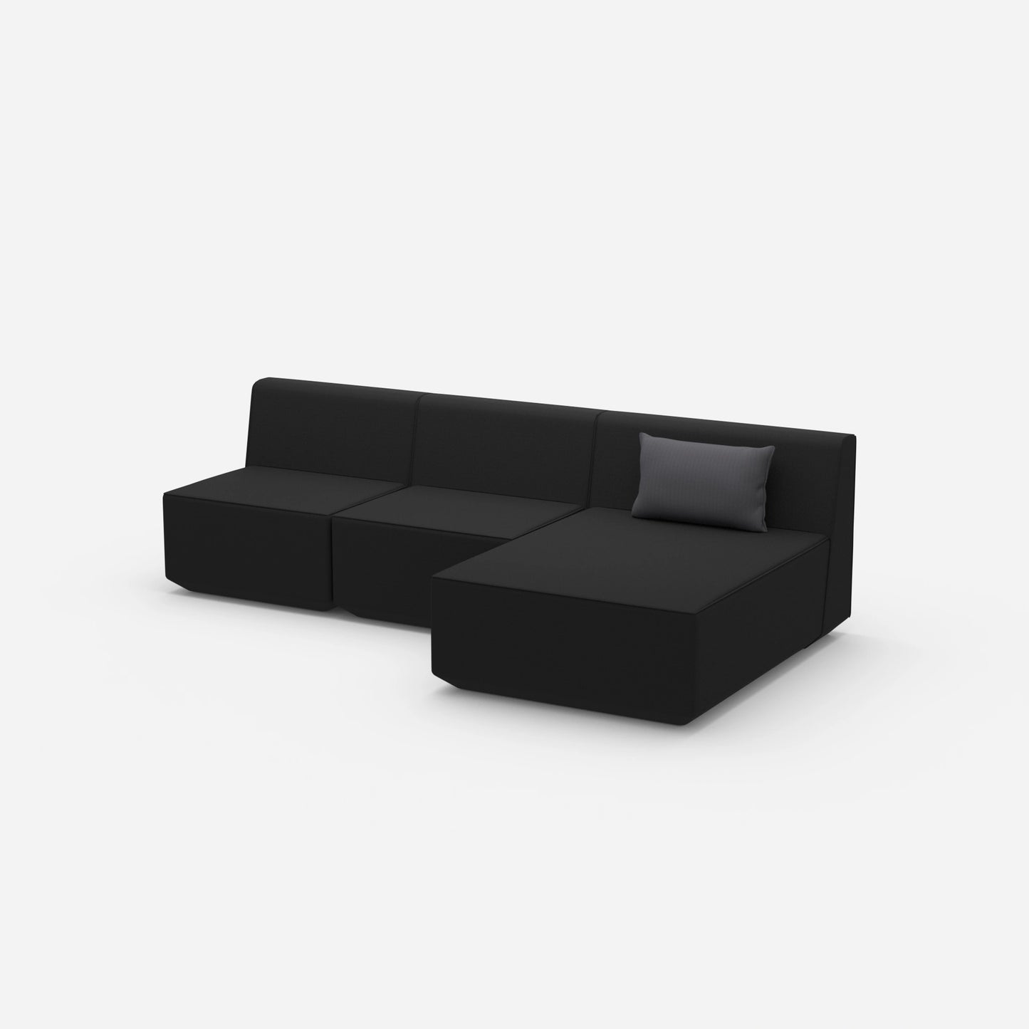 Sofa with chaise longue for 3 people from the side