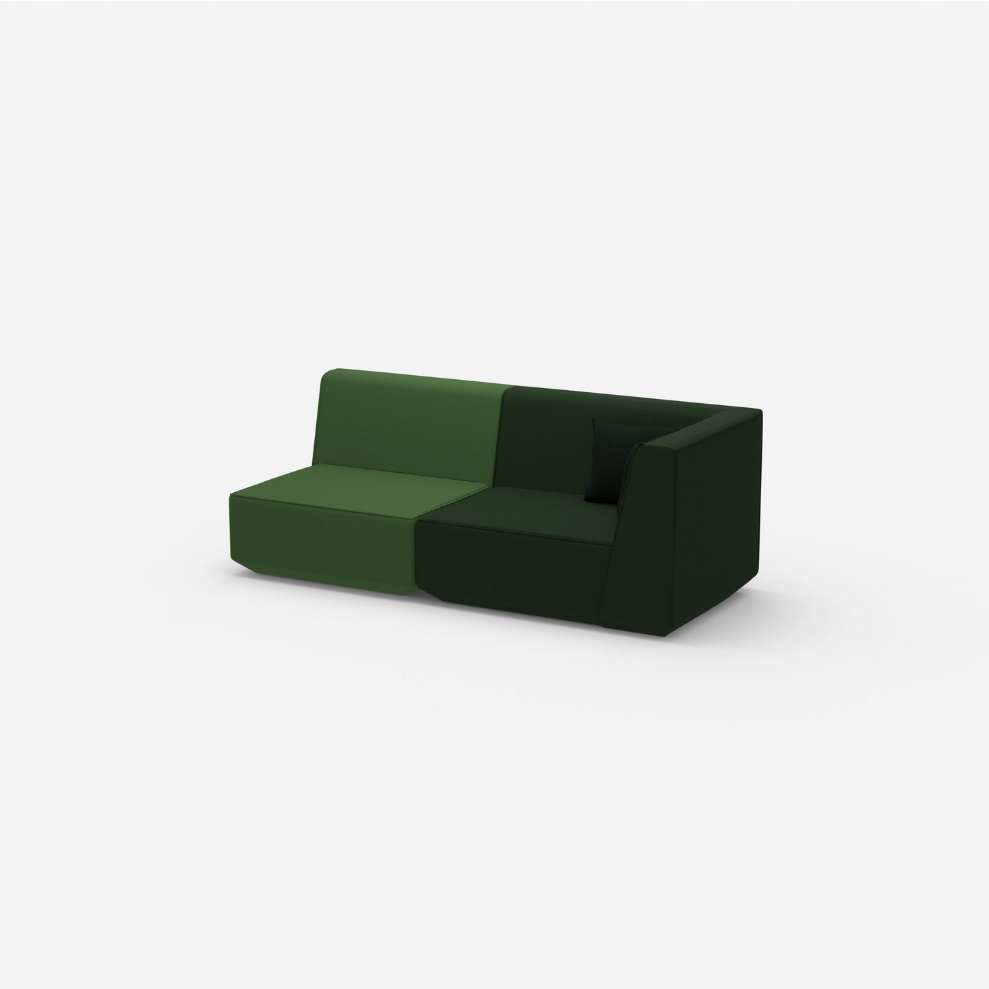 Sofa two-seater green 180 cm wide from the side