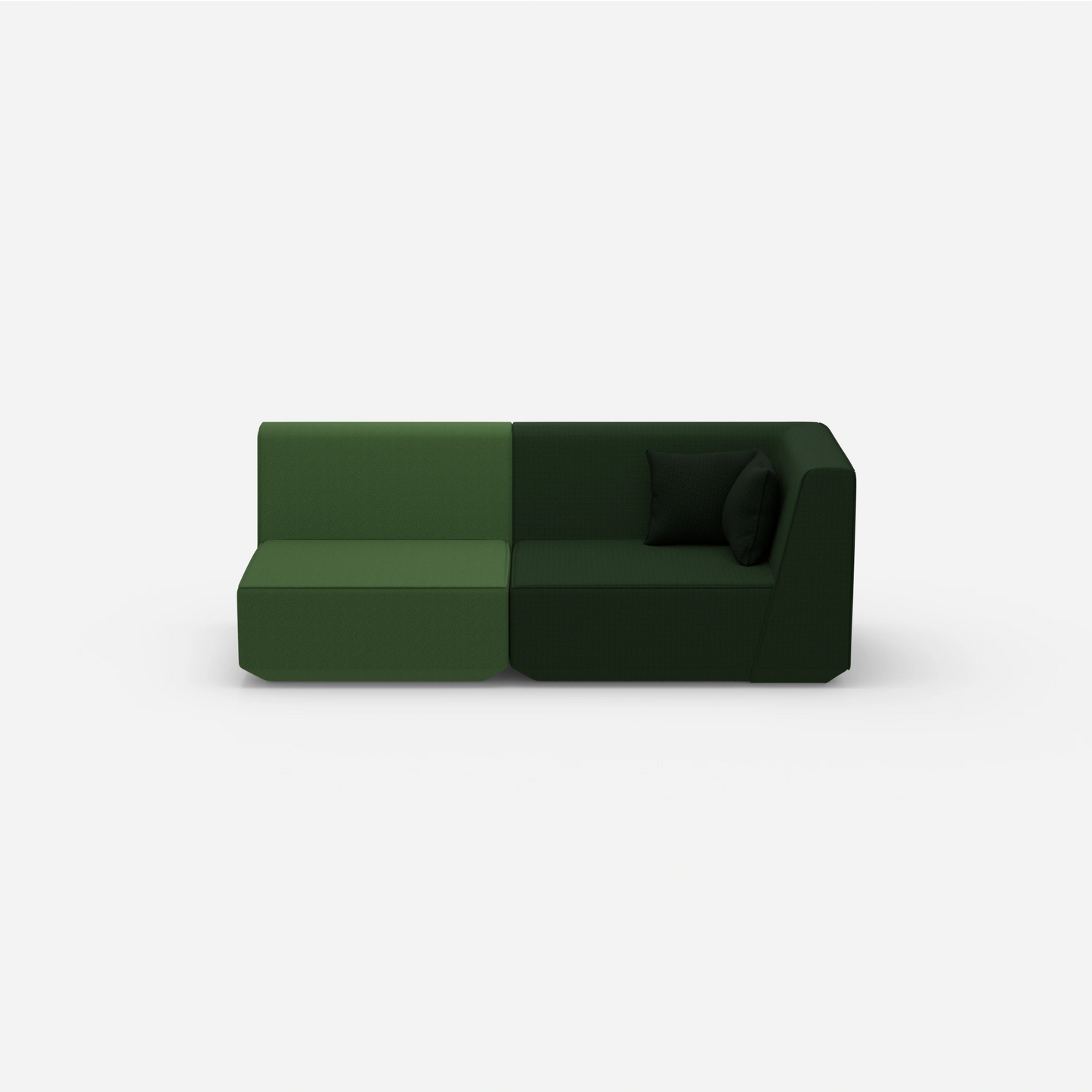 Sofa two-seater green 180 cm wide from the front