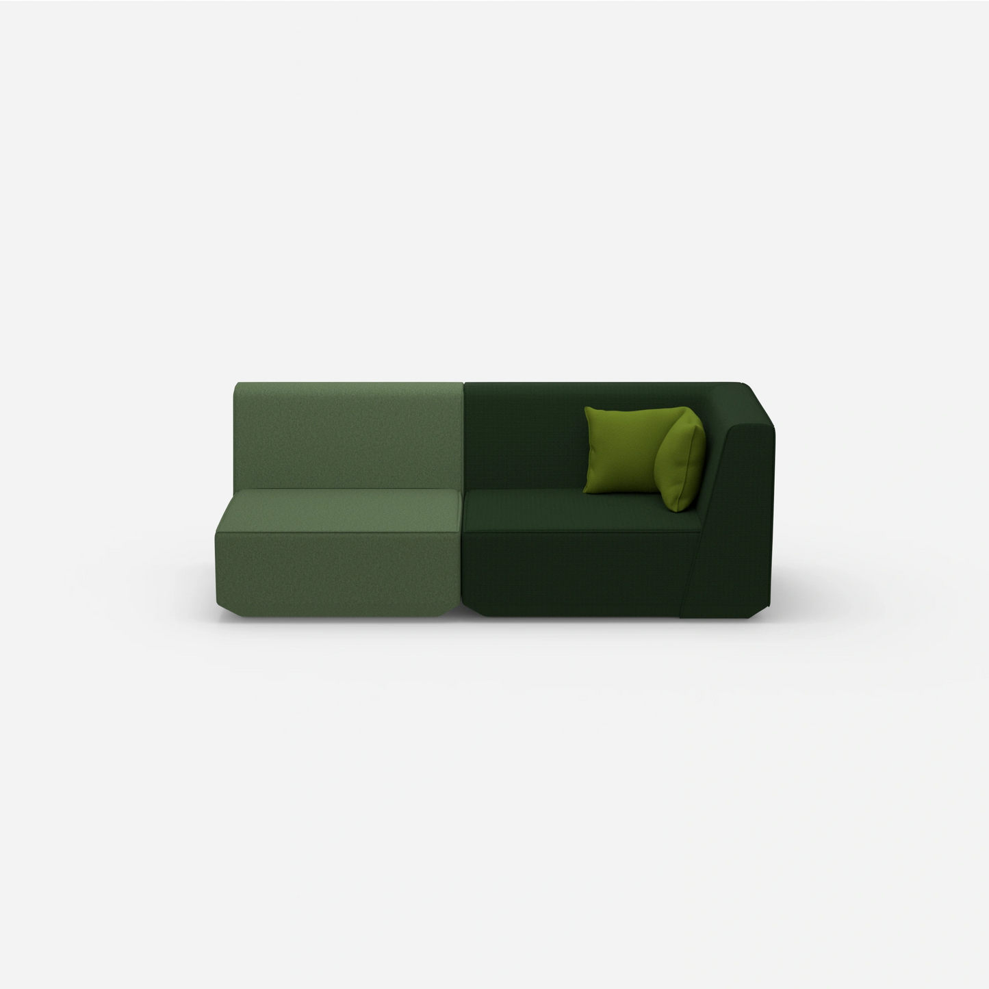 Sofa two-seater green 180 cm wide from the front