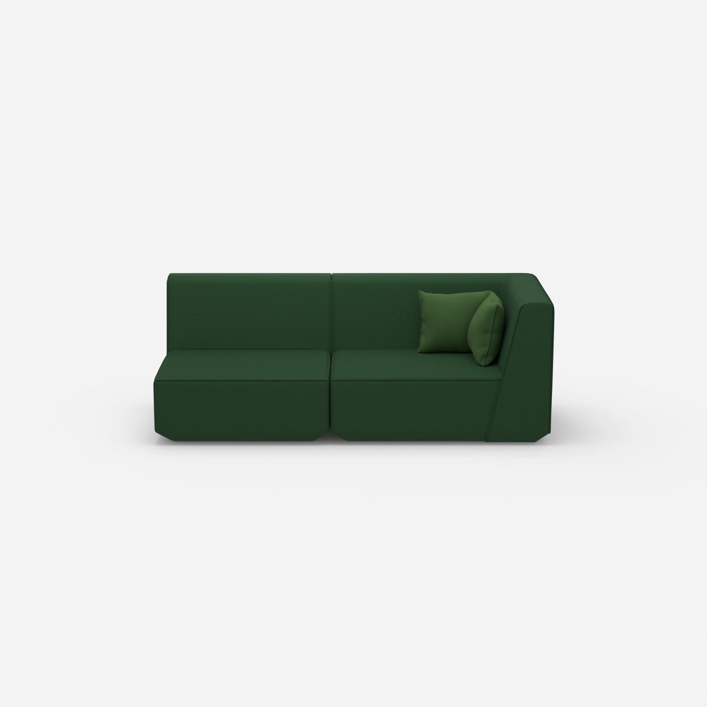 Sofa two-seater green 180 cm wide from the front