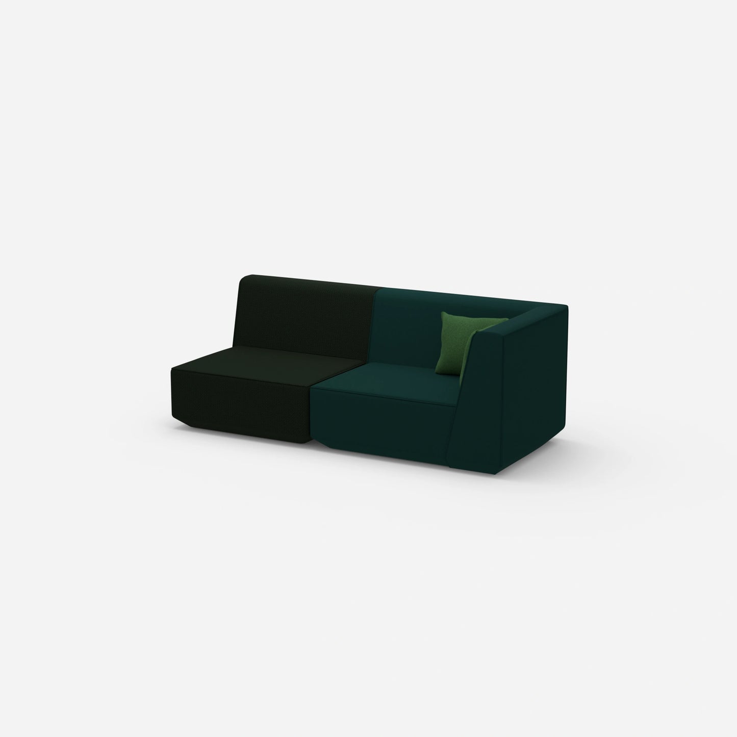 Sofa two-seater green 180 cm wide from the side