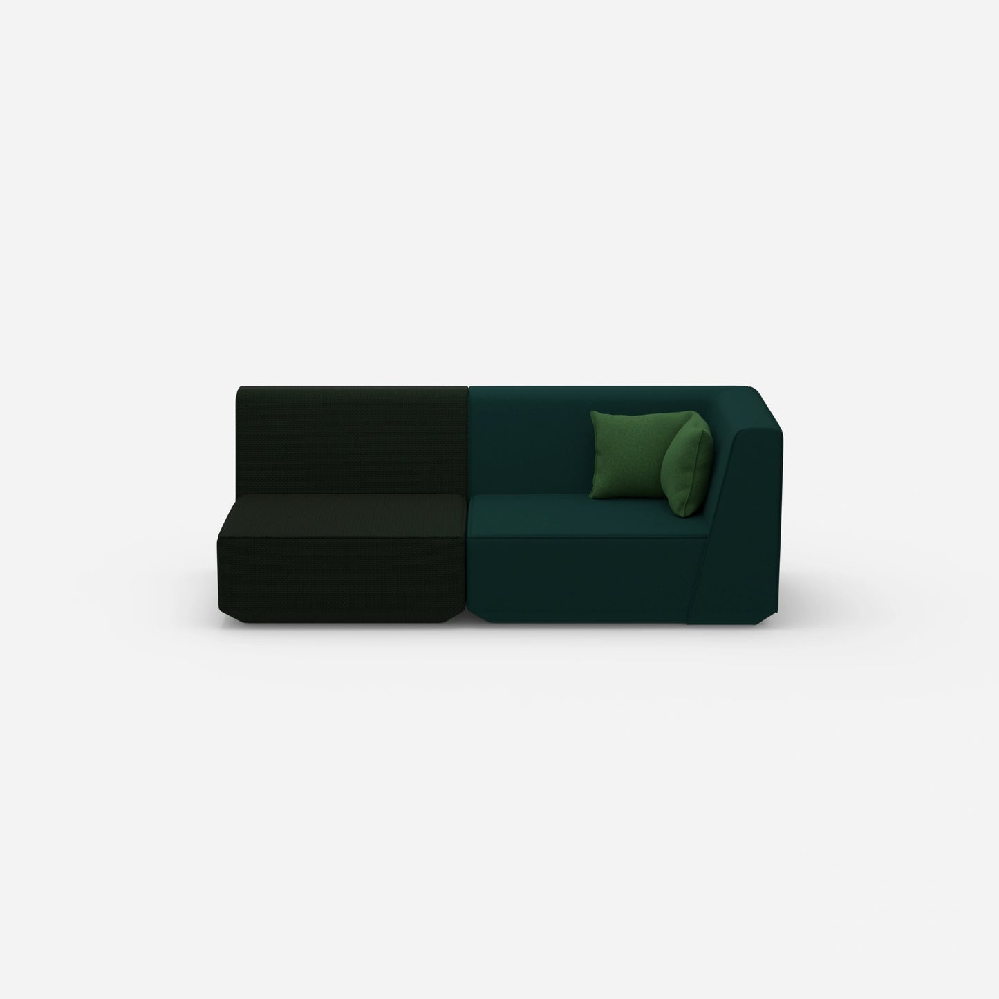 Sofa two-seater green 180 cm wide from the front