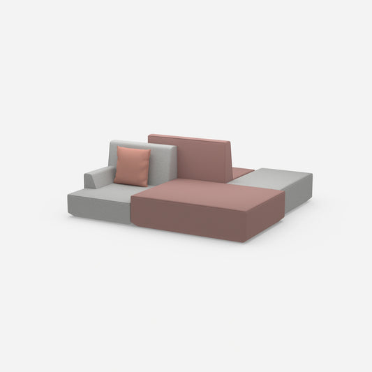 Sofa island for open-plan offices from the side