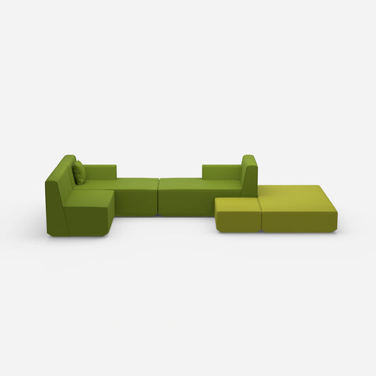 Unusual Sofa lounge in shades of green from the front