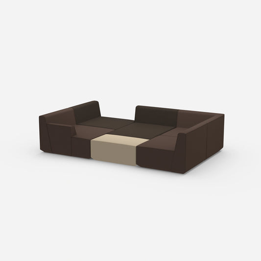 Changeable Sofa lounge in brown tones from the side