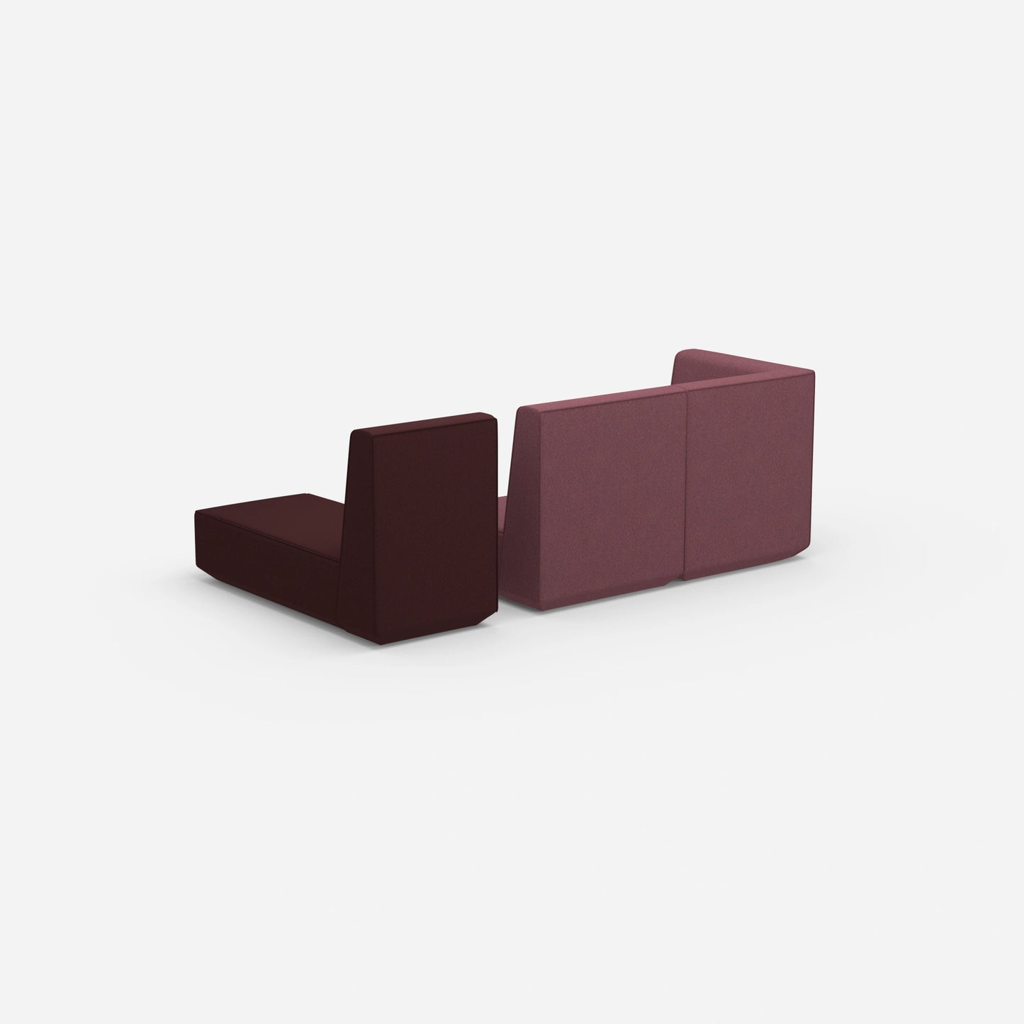 Two-seater with chaise longue from behind