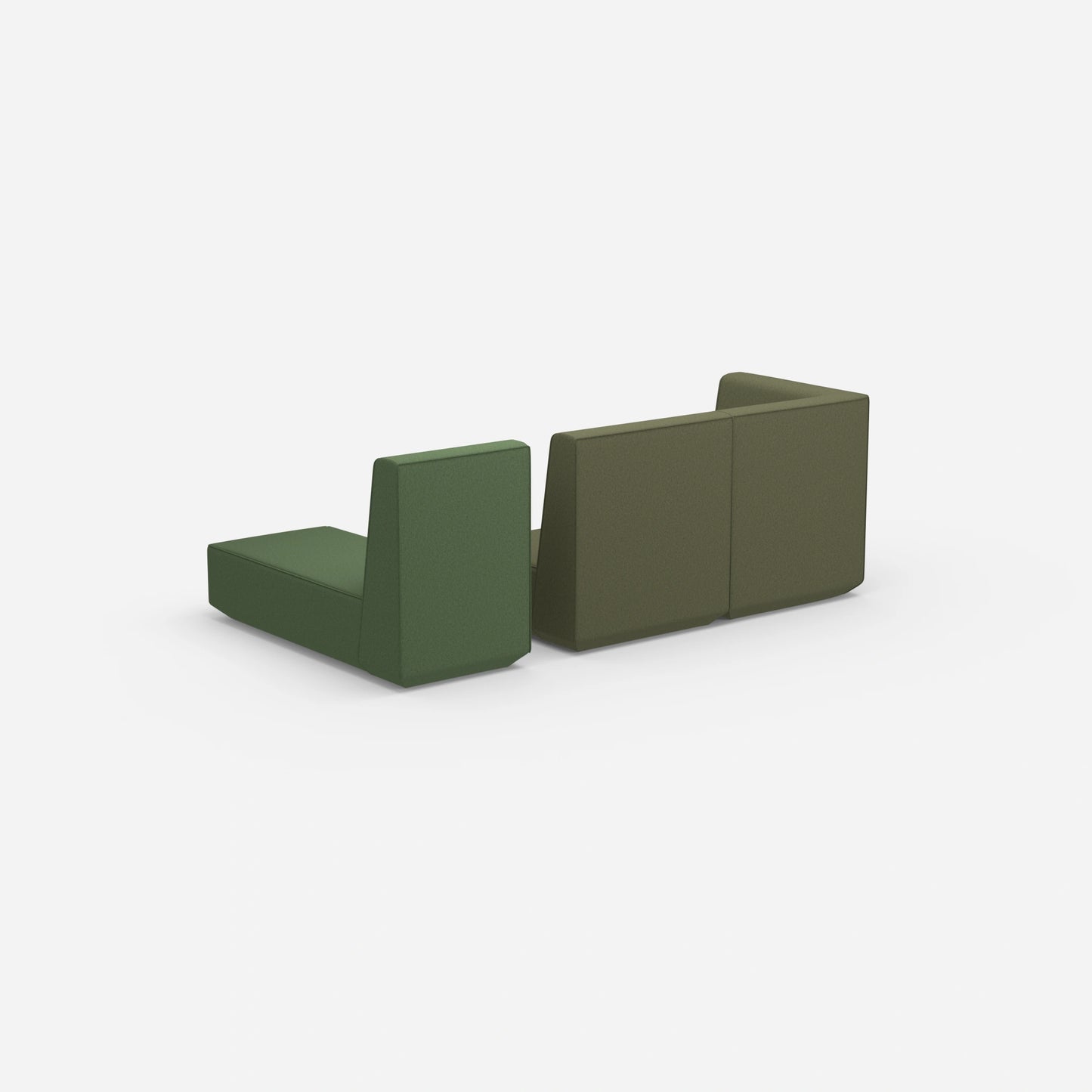 Two-seater with chaise longue from behind