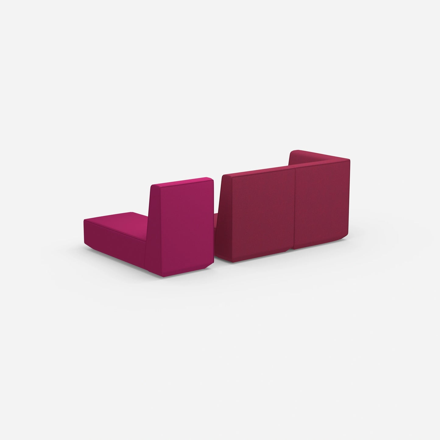 Two-seater with chaise longue from behind