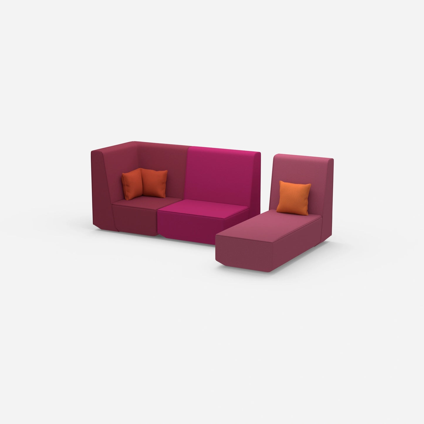 Two-seater with chaise longue from the side