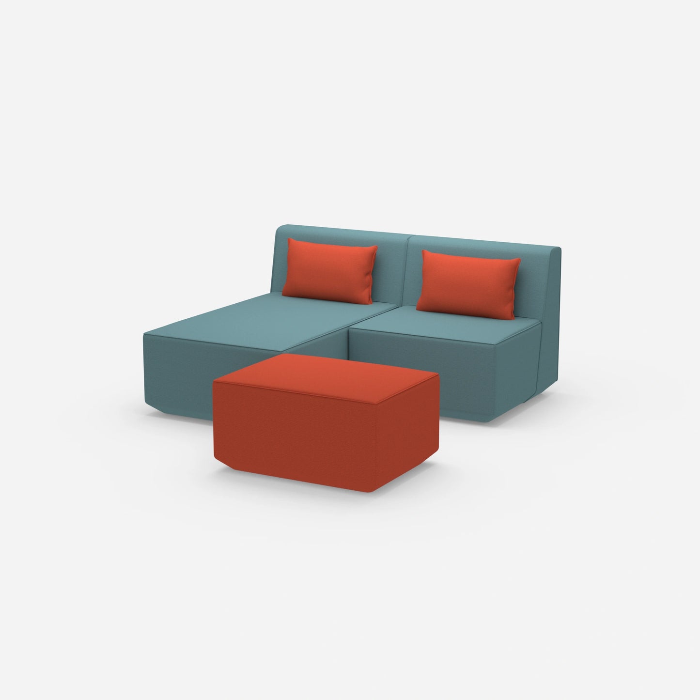 Two-seater modular sofa with function from the side
