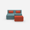 Two-seater modular sofa with function from the front