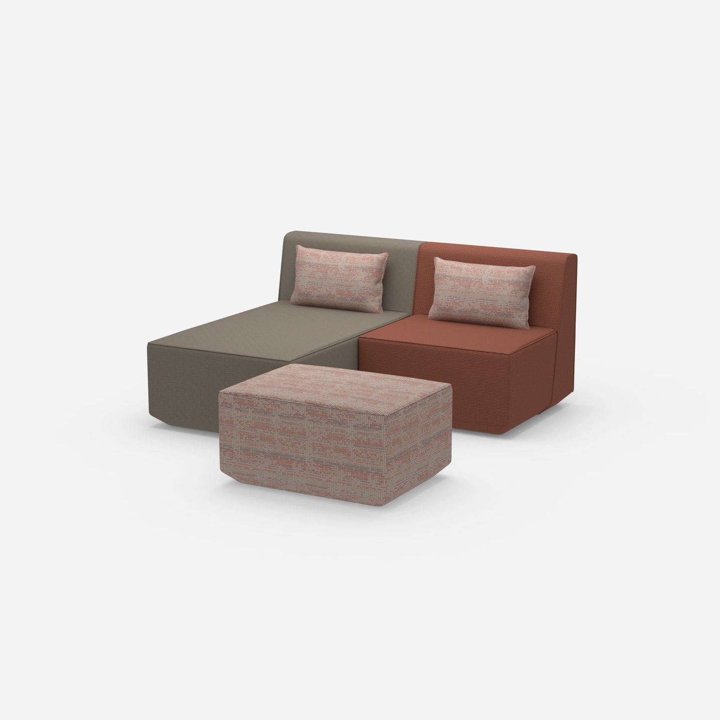 Two-seater modular sofa with function from the side