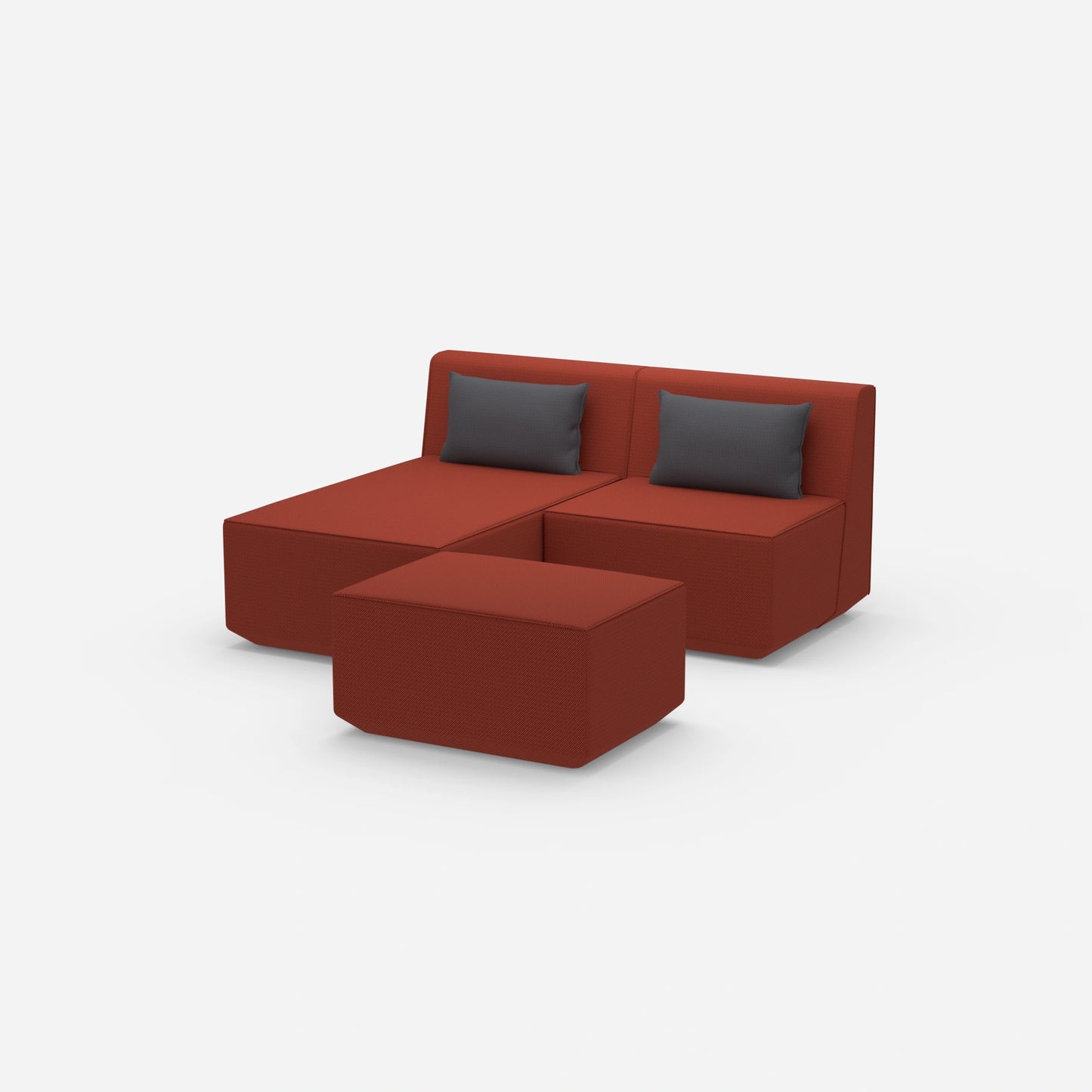 Two-seater modular sofa with function from the side