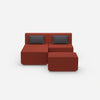 Two-seater modular sofa with function from the front