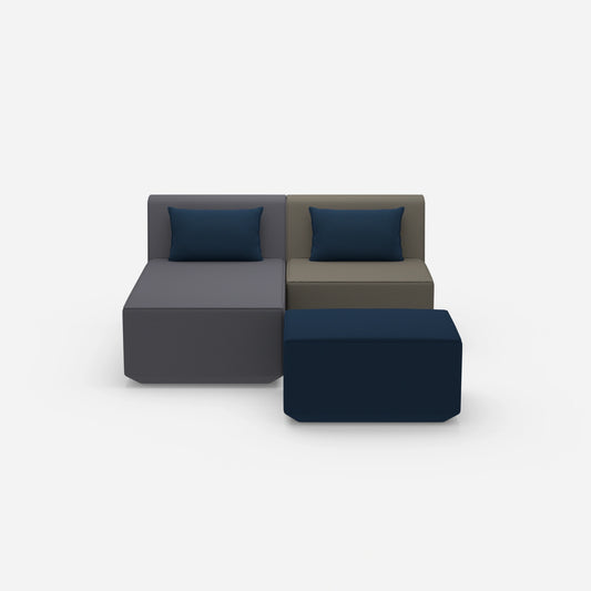 Two-seater modular sofa with function from the front