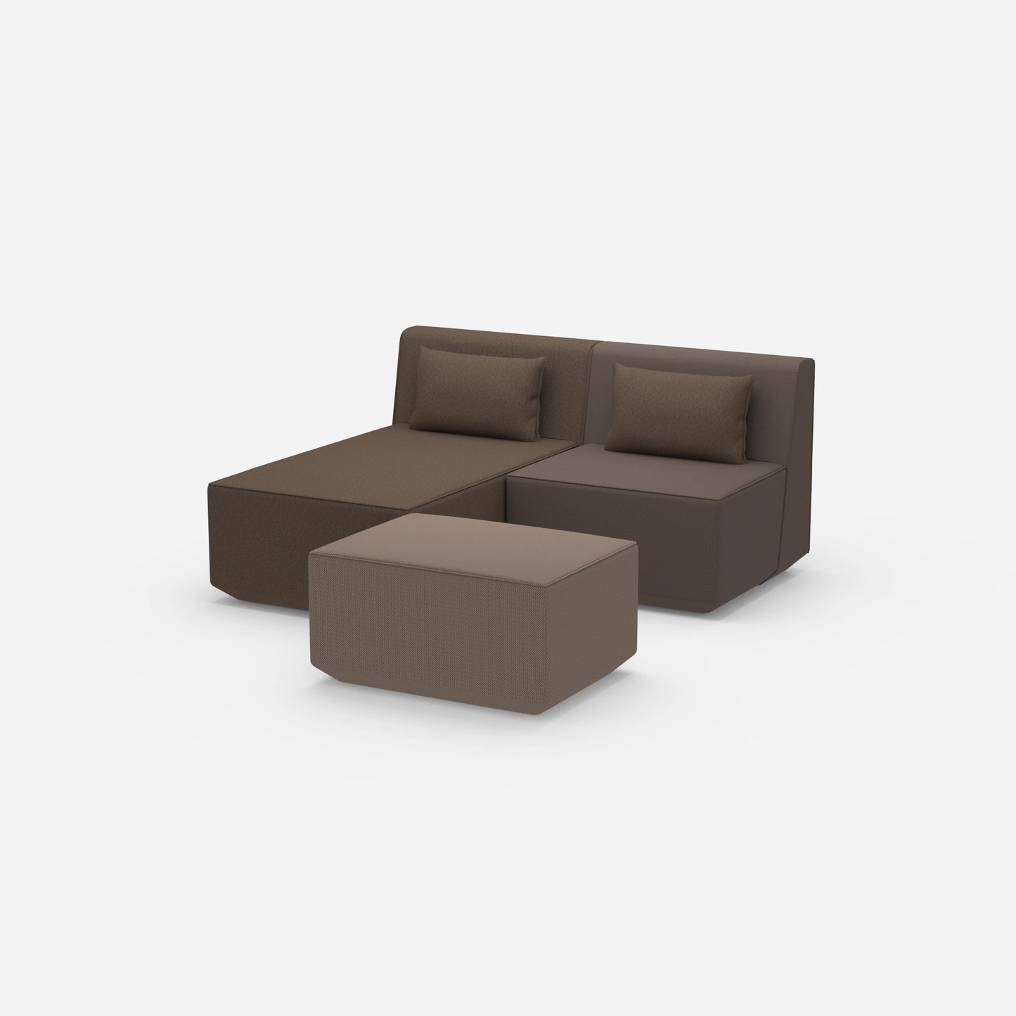 Two-seater modular sofa with function from the side
