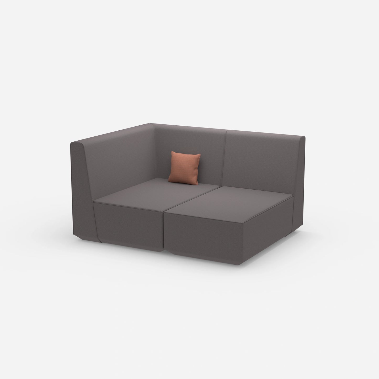 Two-seater modular sofa with corner module from the side