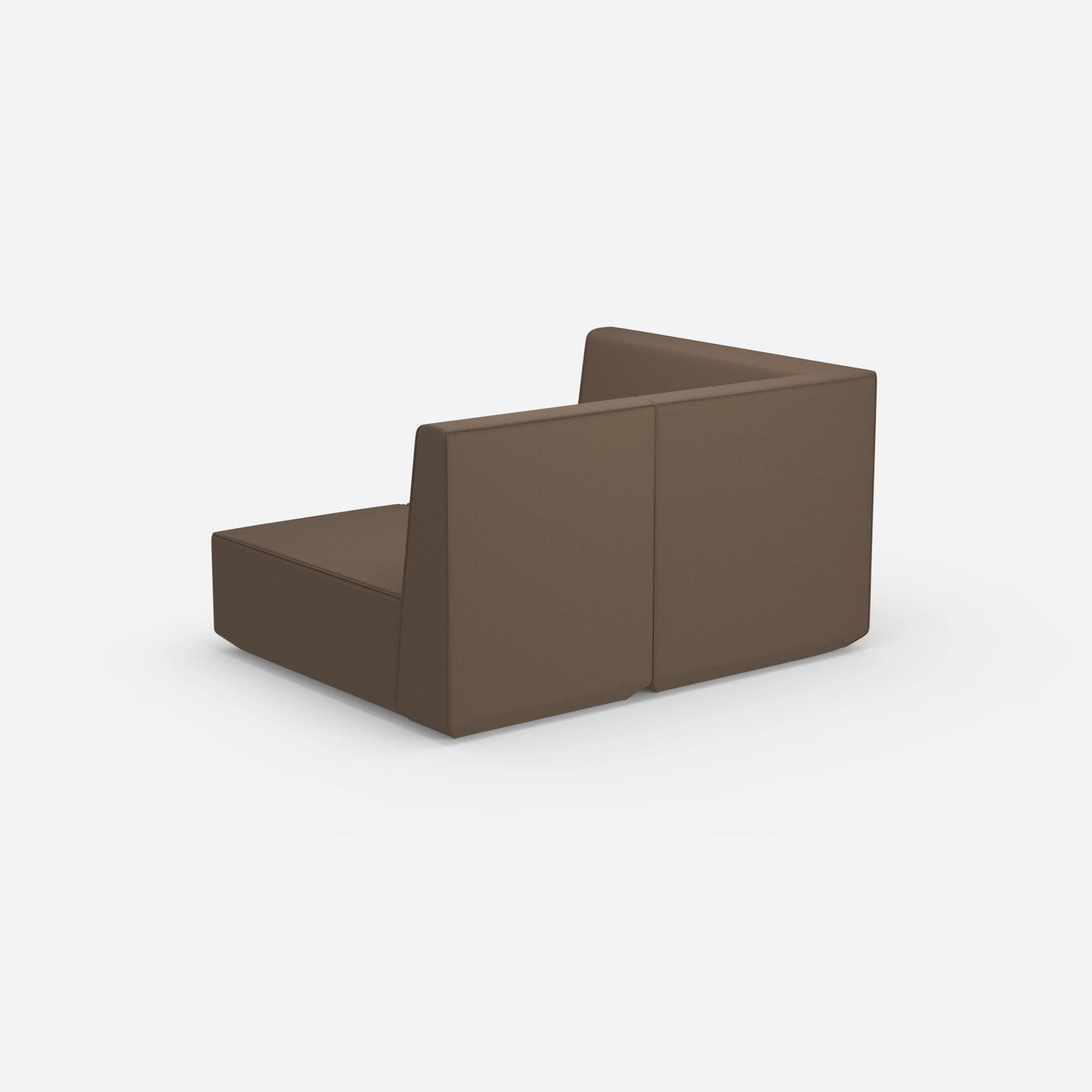 Two-seater modular sofa with corner module from behind