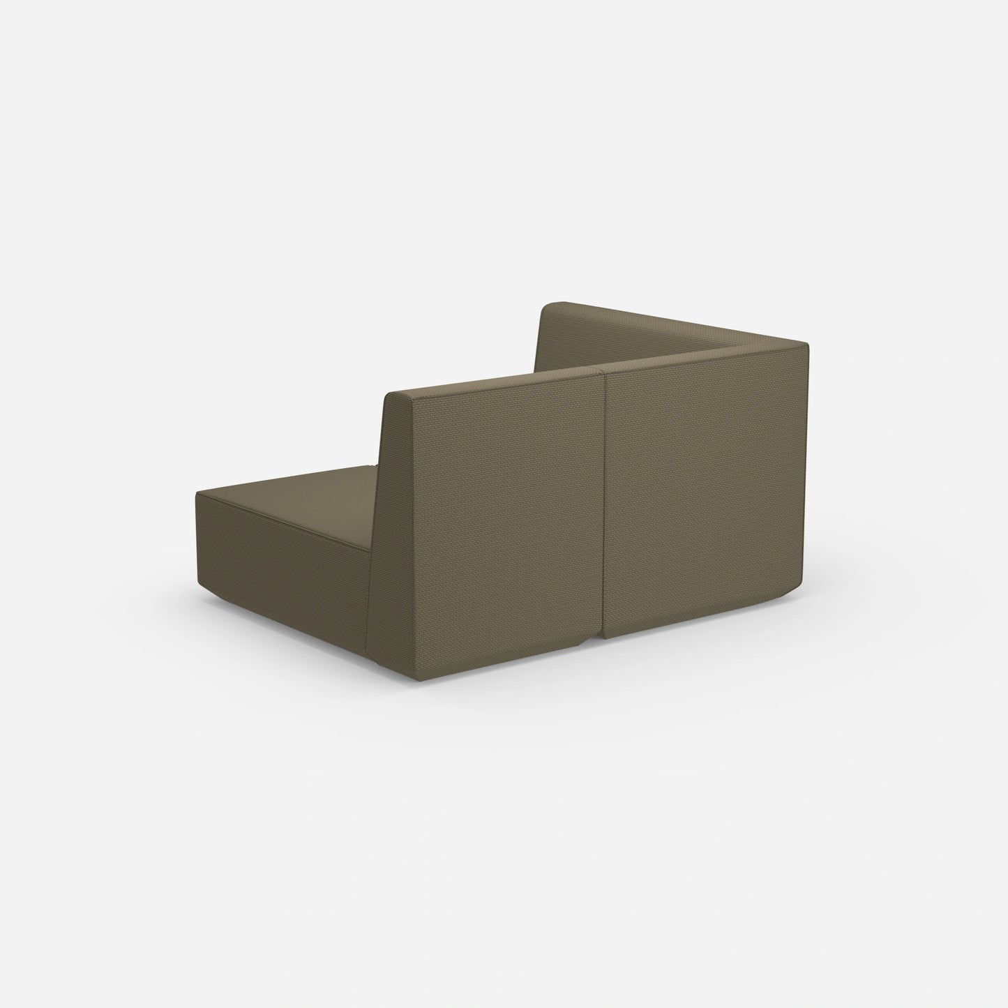 Two-seater modular sofa with corner module from behind