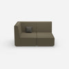 Two-seater modular sofa with corner module from the front