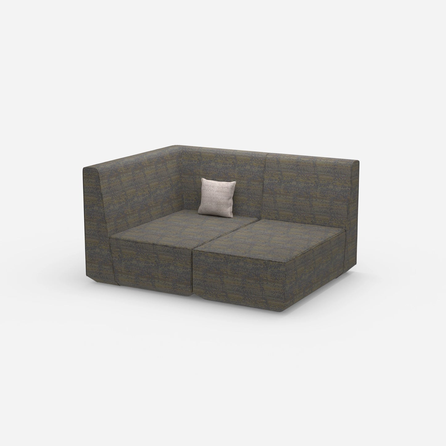 Two-seater modular sofa with corner module from the side