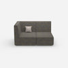 Two-seater modular sofa with corner module from the front