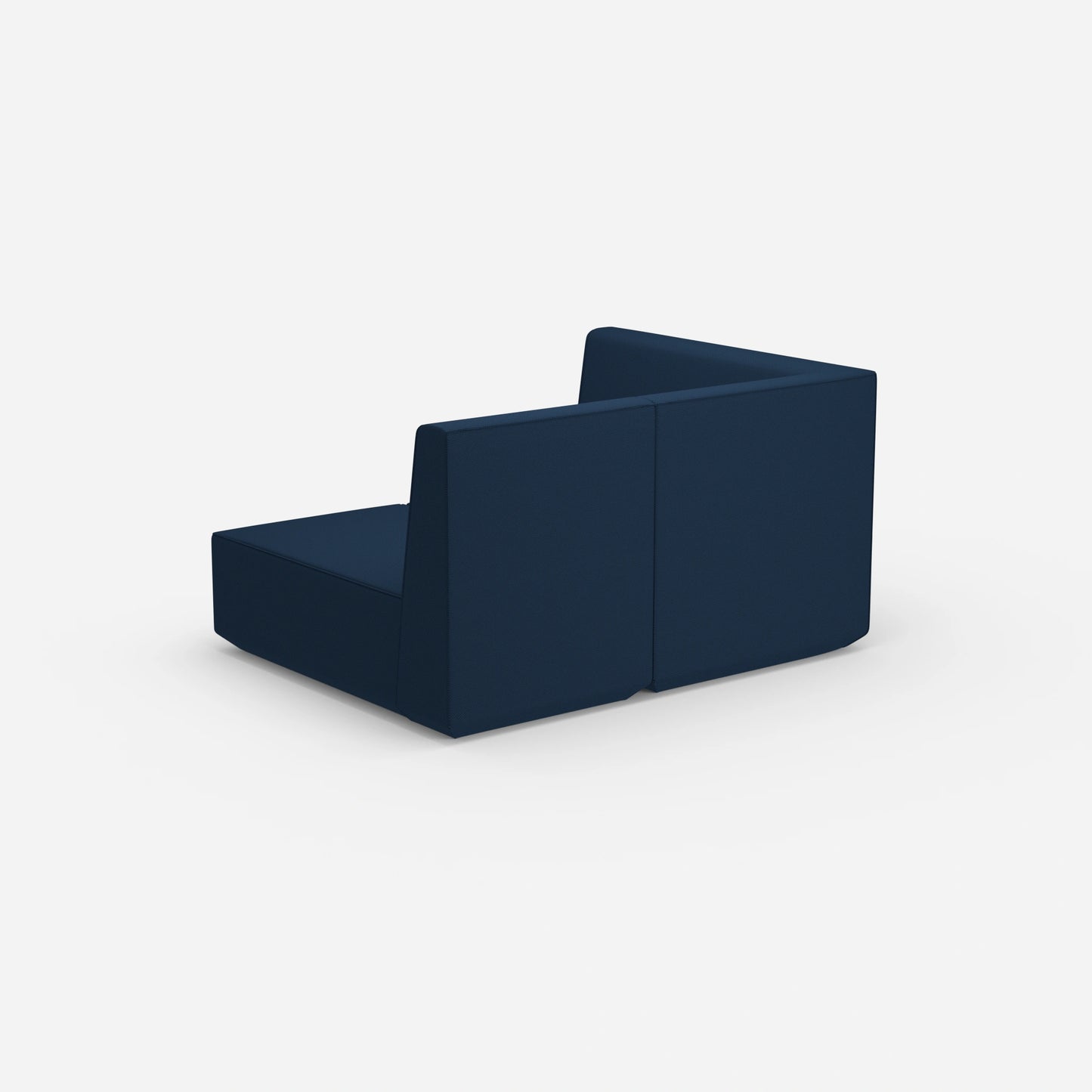Two-seater modular sofa with corner module from behind
