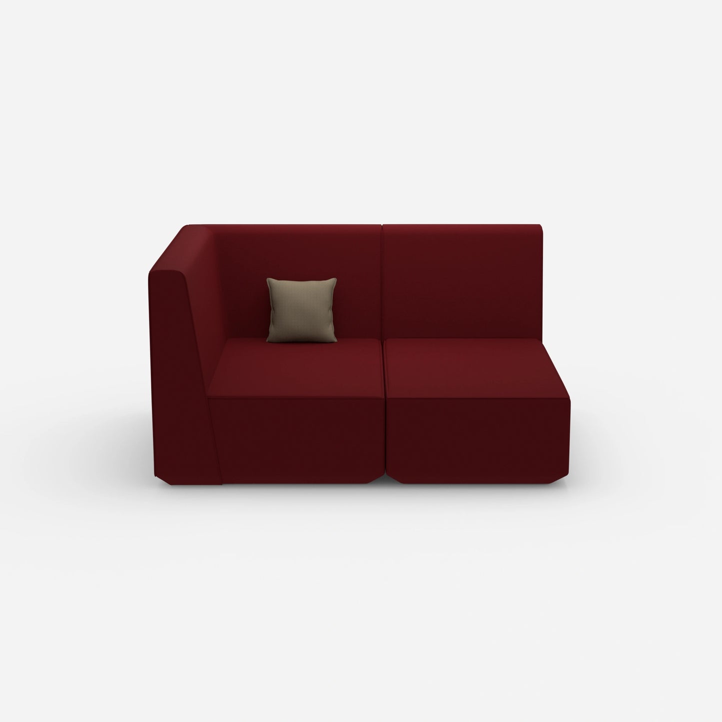 Two-seater modular sofa with corner module from the front
