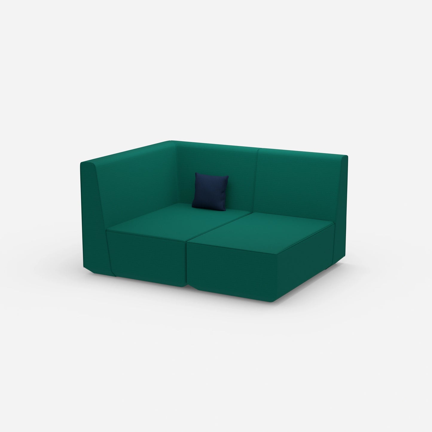 Two-seater modular sofa with corner module from the side