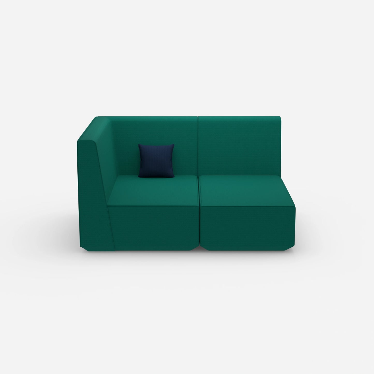 Two-seater modular sofa with corner module from the front