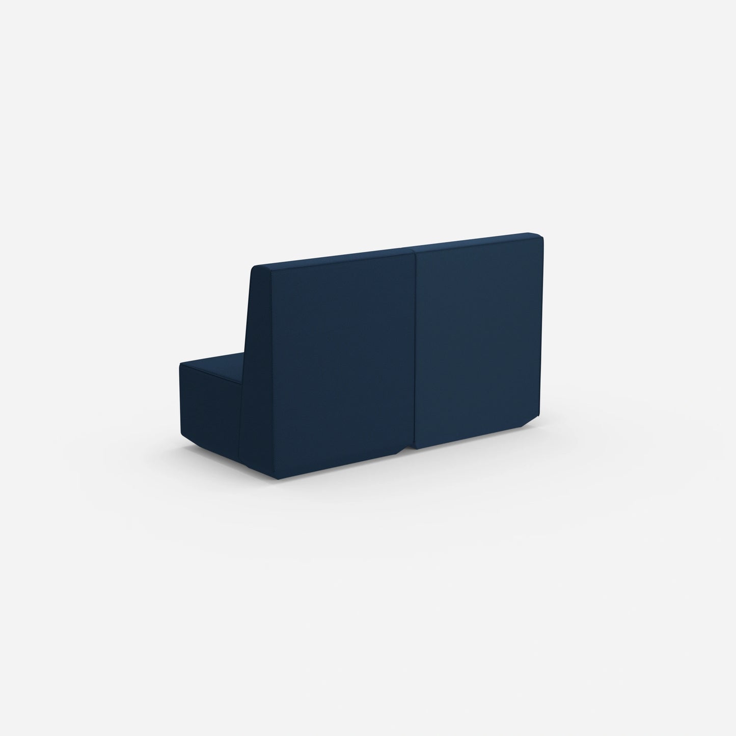 Two-seater modular sofa without armrests from behind