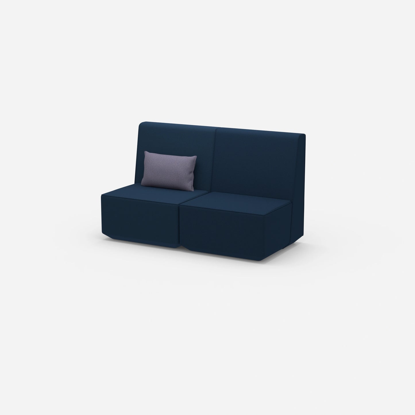 Two-seater modular sofa without armrests from the side