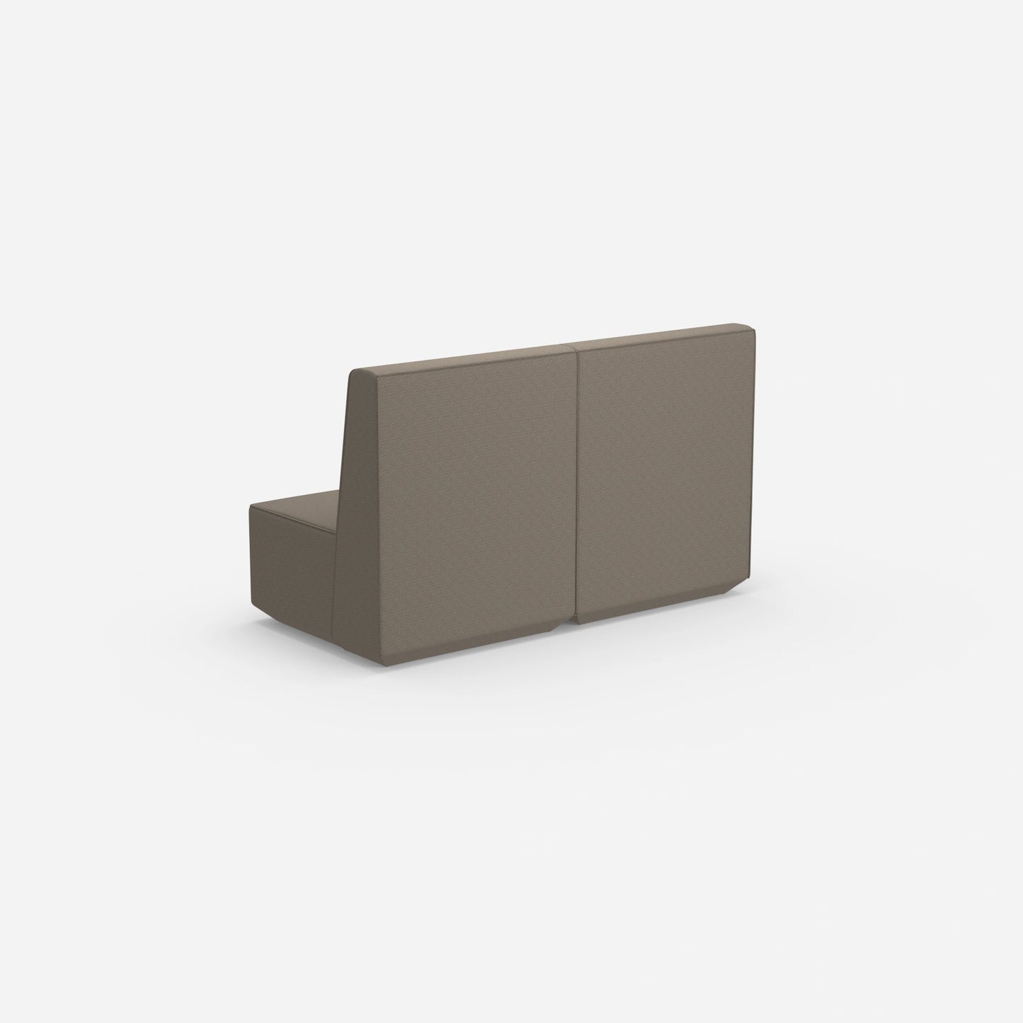 Two-seater modular sofa without armrests from behind