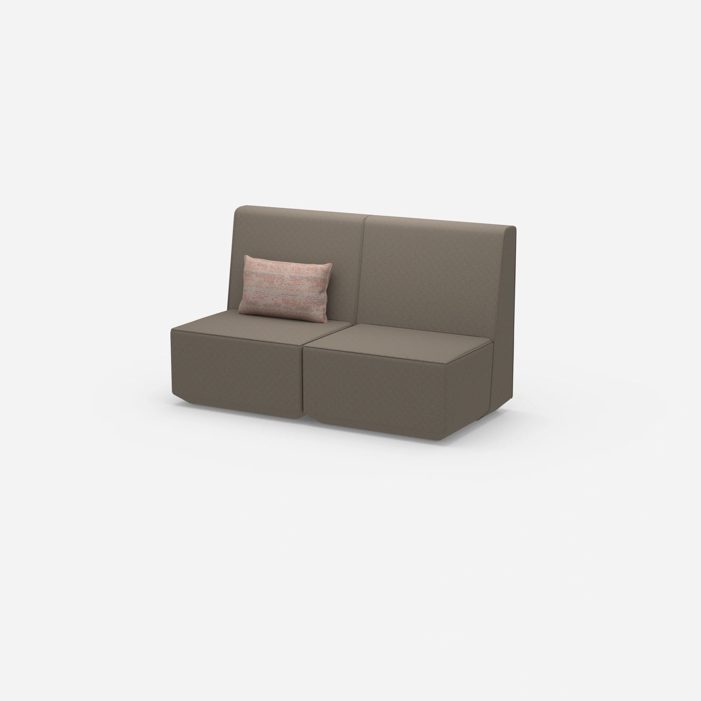 Two-seater modular sofa without armrests from the side