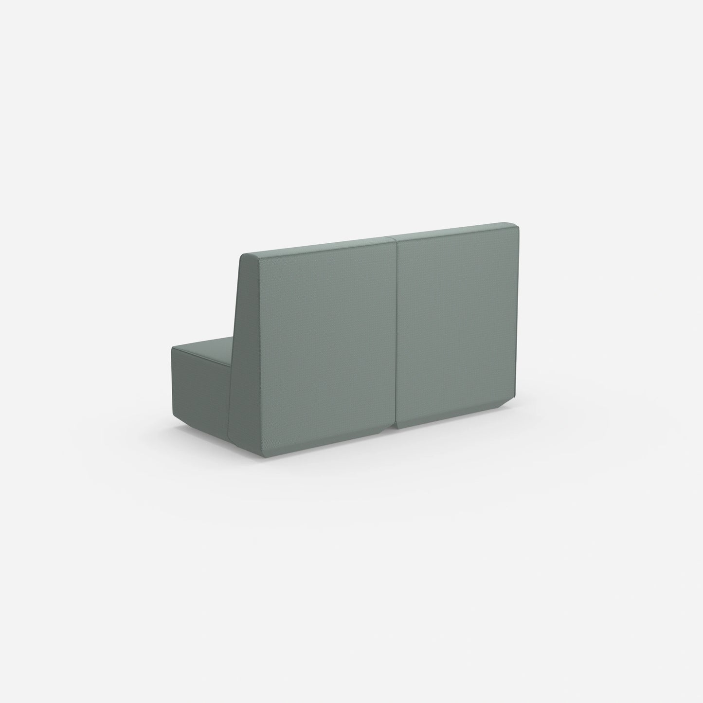 Two-seater modular sofa without armrests from behind