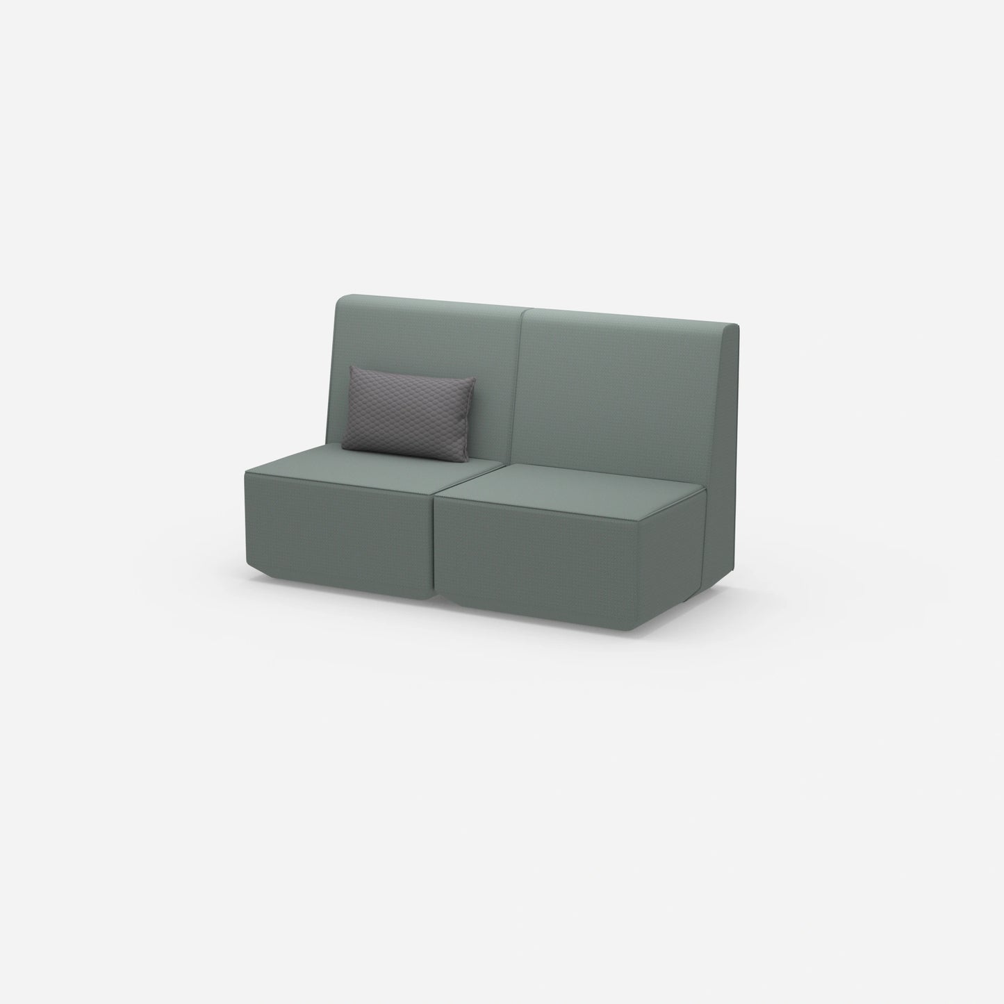 Two-seater modular sofa without armrests from the side