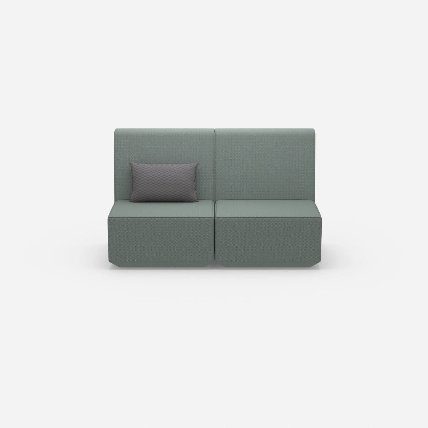 Two-seater modular sofa without armrests from the front