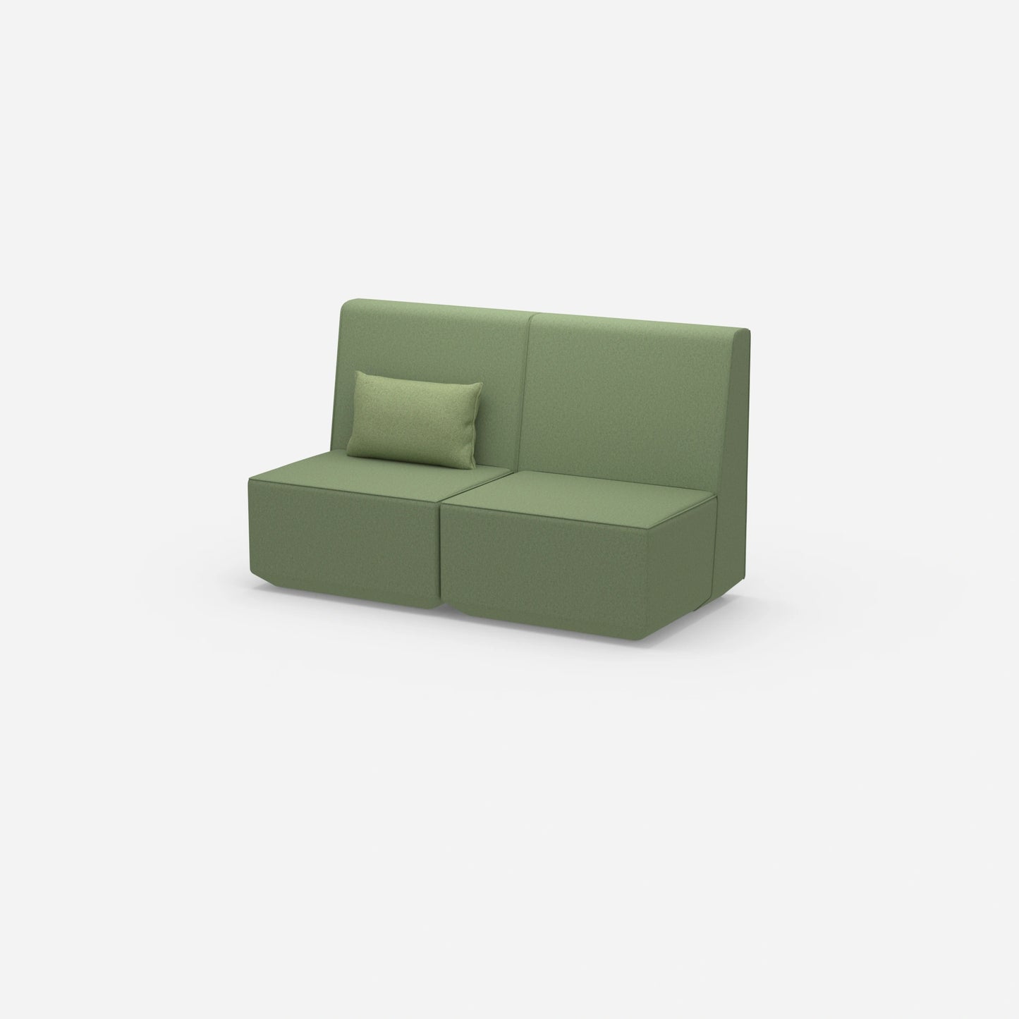 Two-seater modular sofa without armrests from the side
