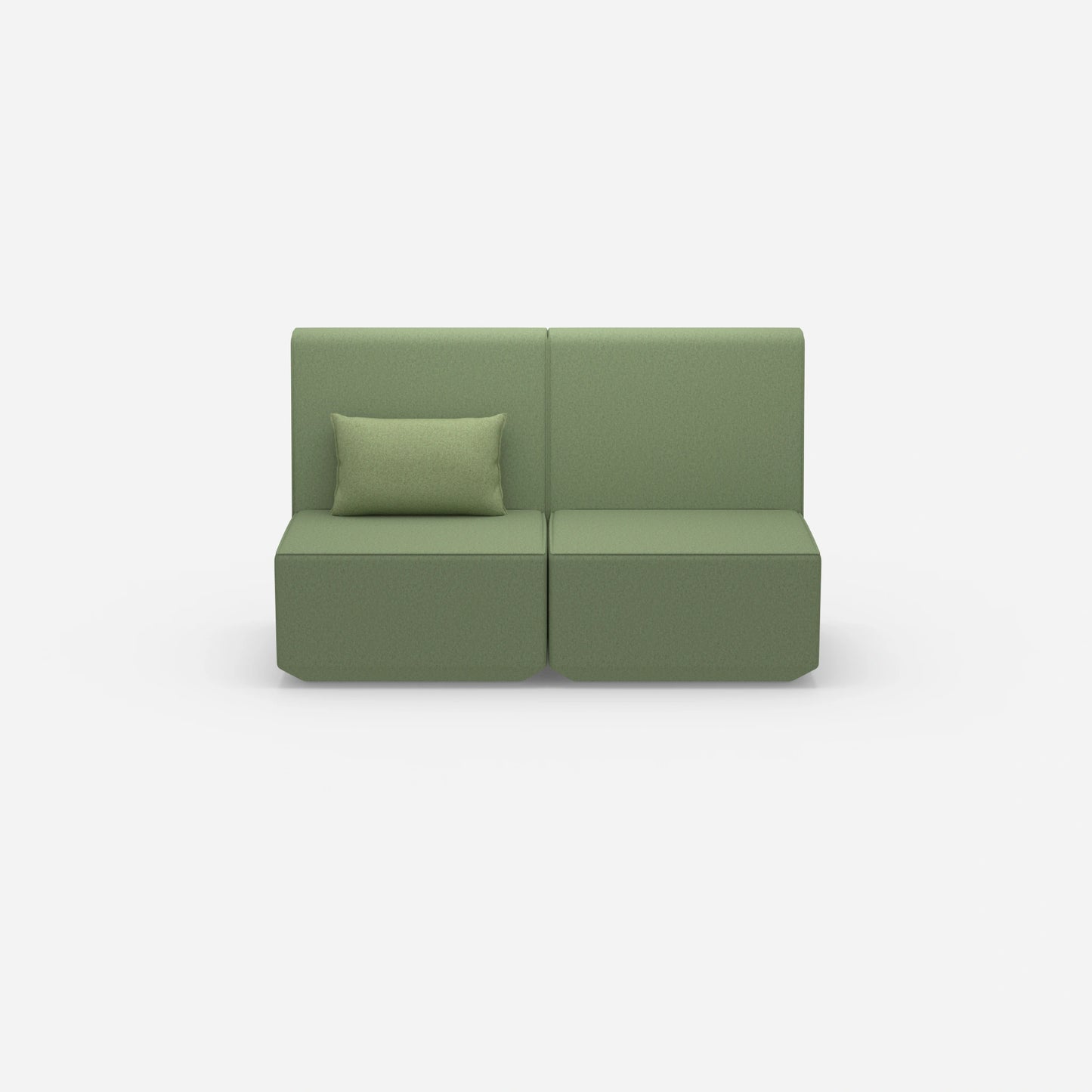 Two-seater modular sofa without armrests from the front