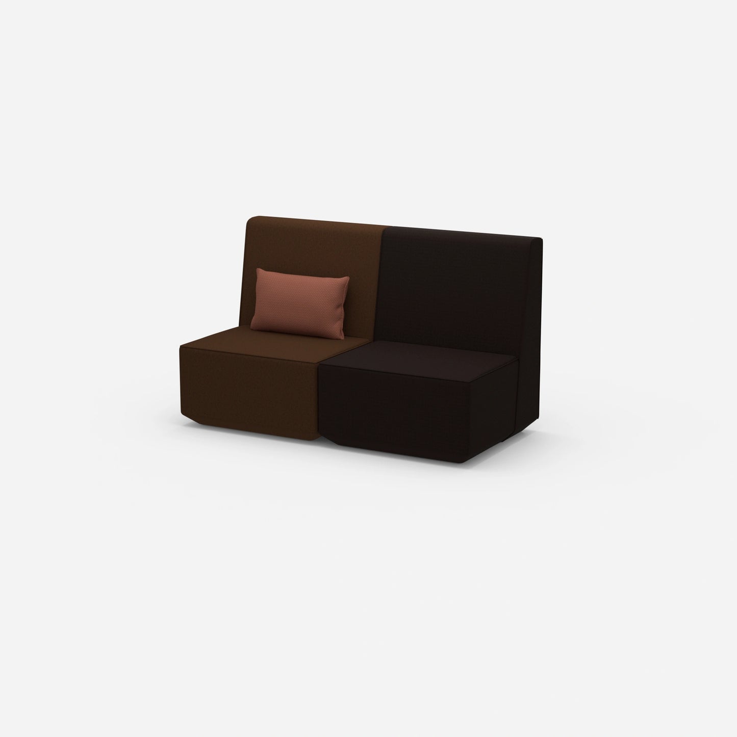 Two-seater modular sofa without armrests from the side