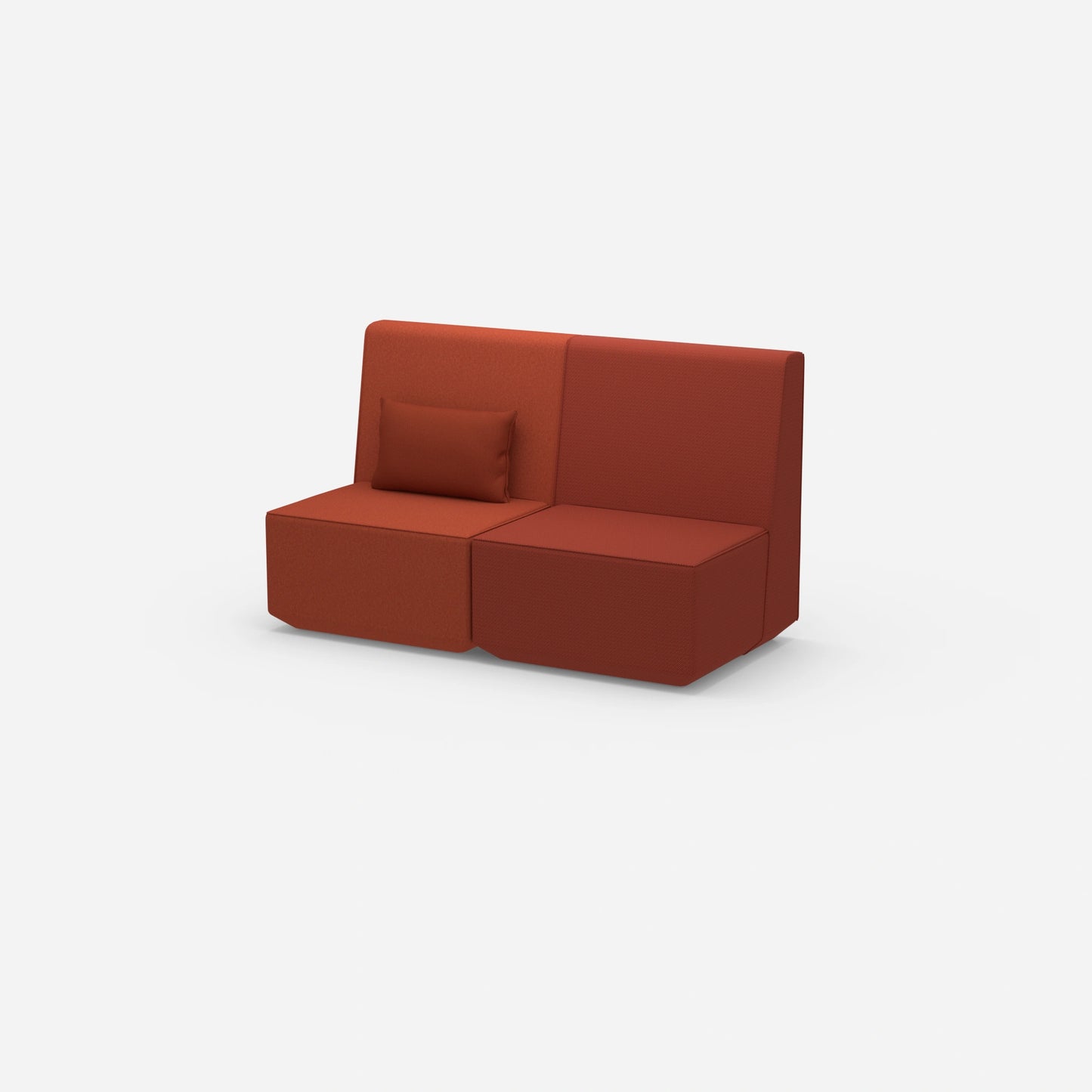 Two-seater modular sofa without armrests from the side
