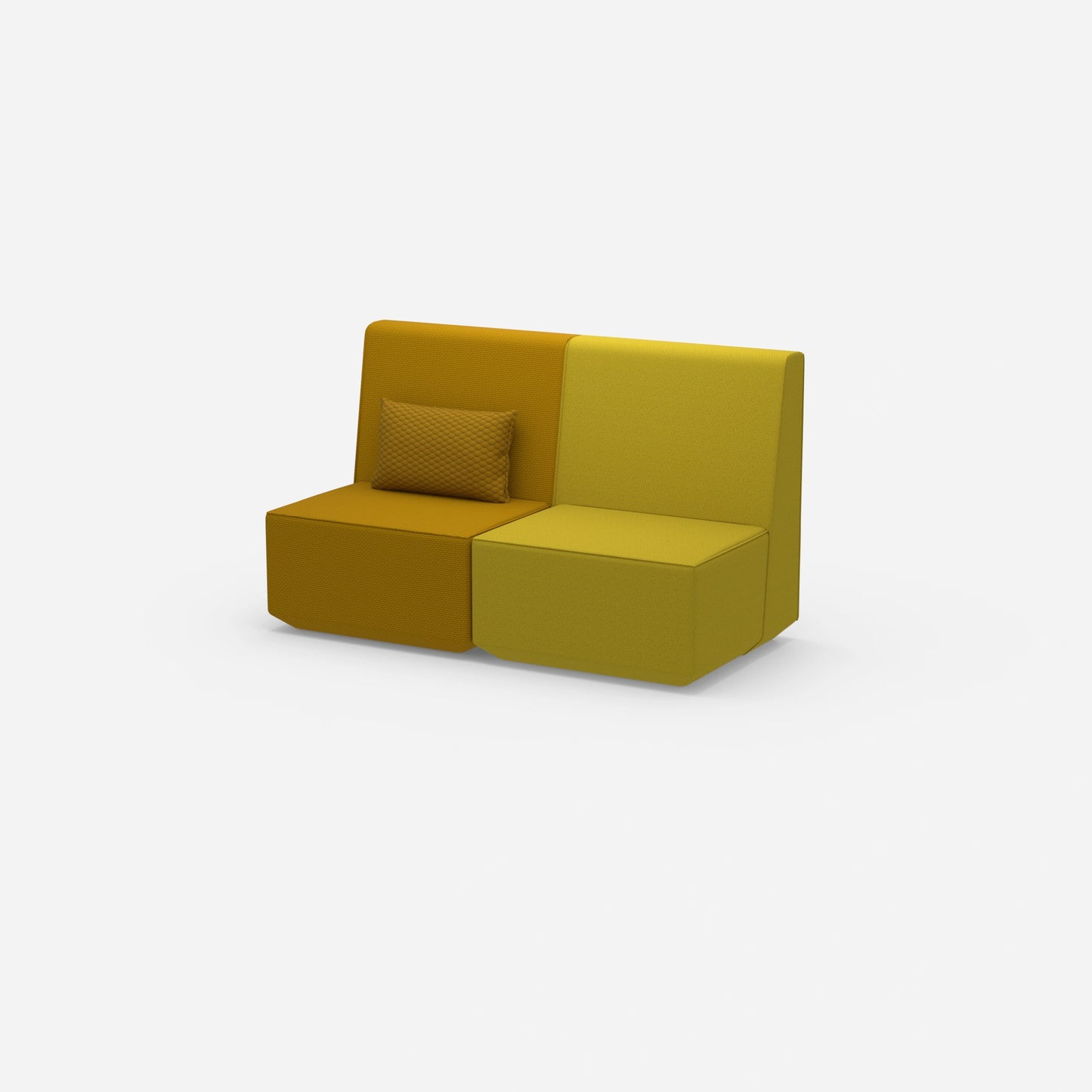 Two-seater modular sofa without armrests from the side