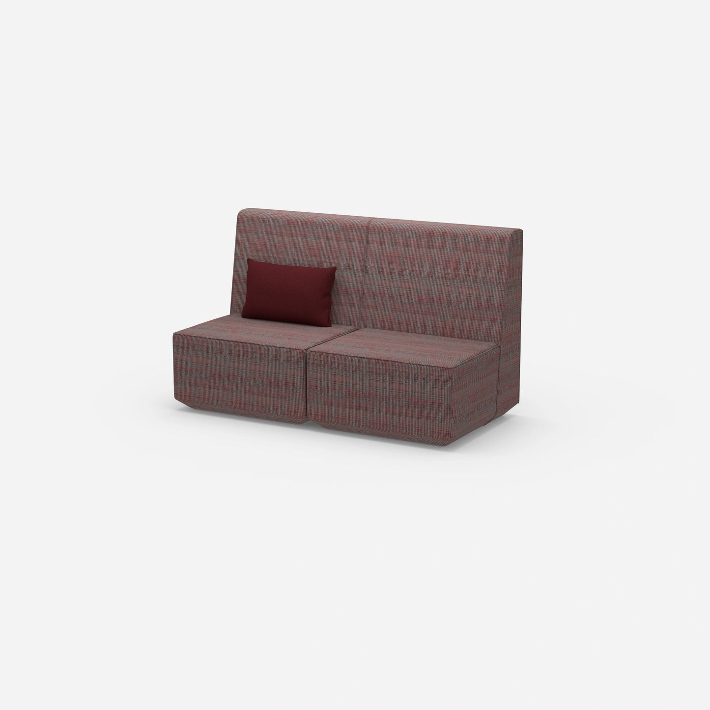 Two-seater modular sofa without armrests from the side