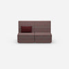 Two-seater modular sofa without armrests from the front