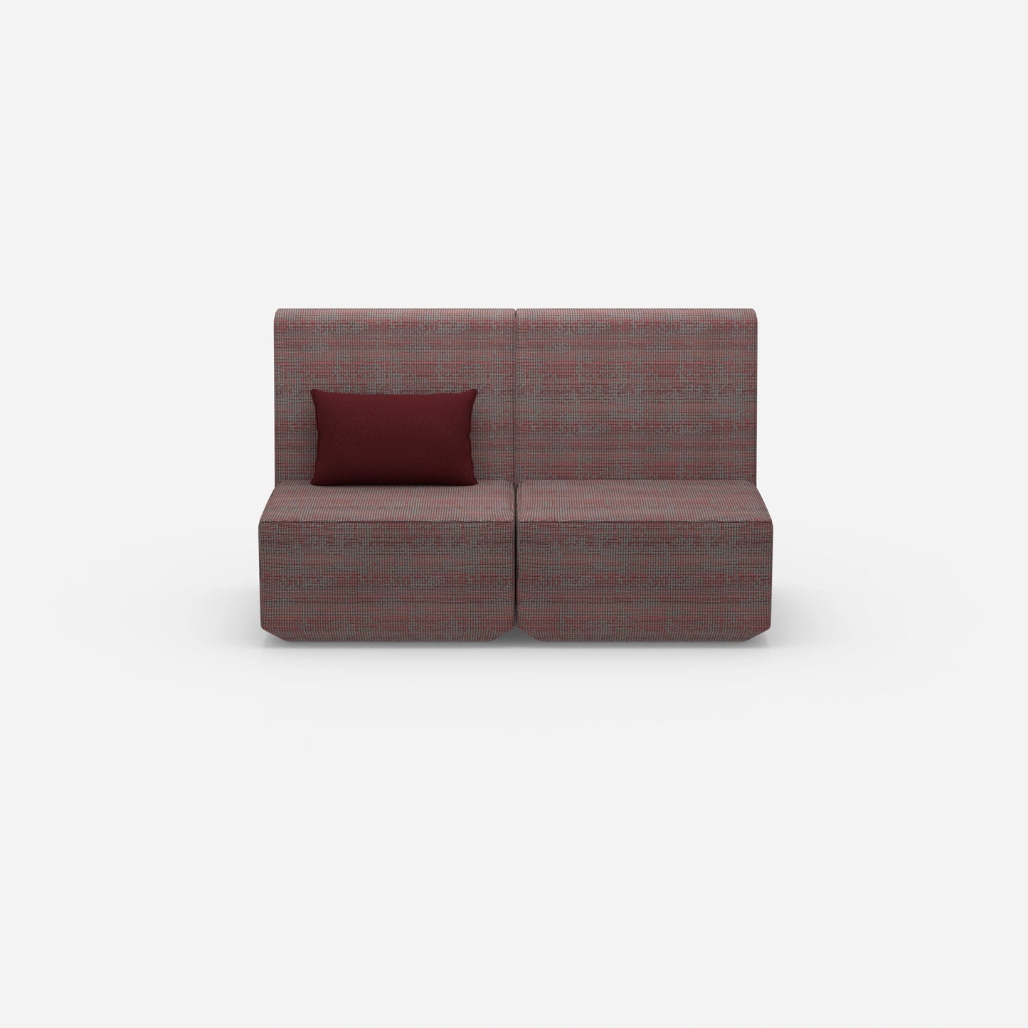 Two-seater modular sofa without armrests from the front