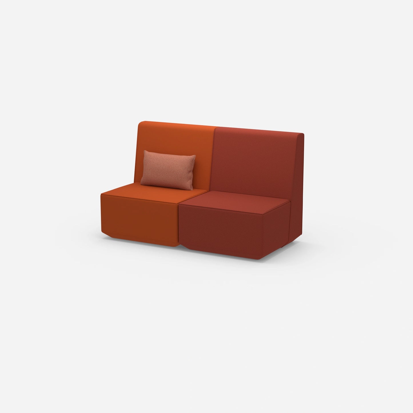 Two-seater modular sofa without armrests from the side