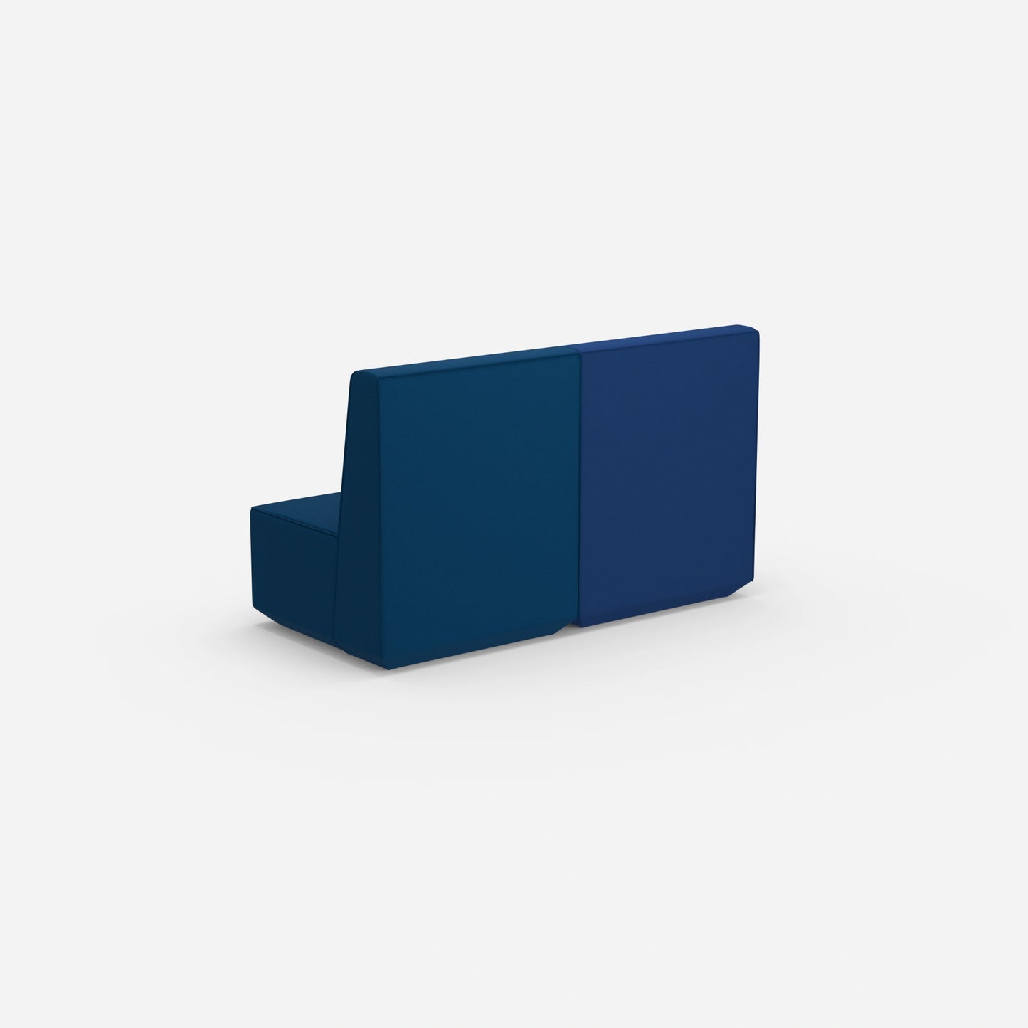 Two-seater modular sofa without armrests from behind