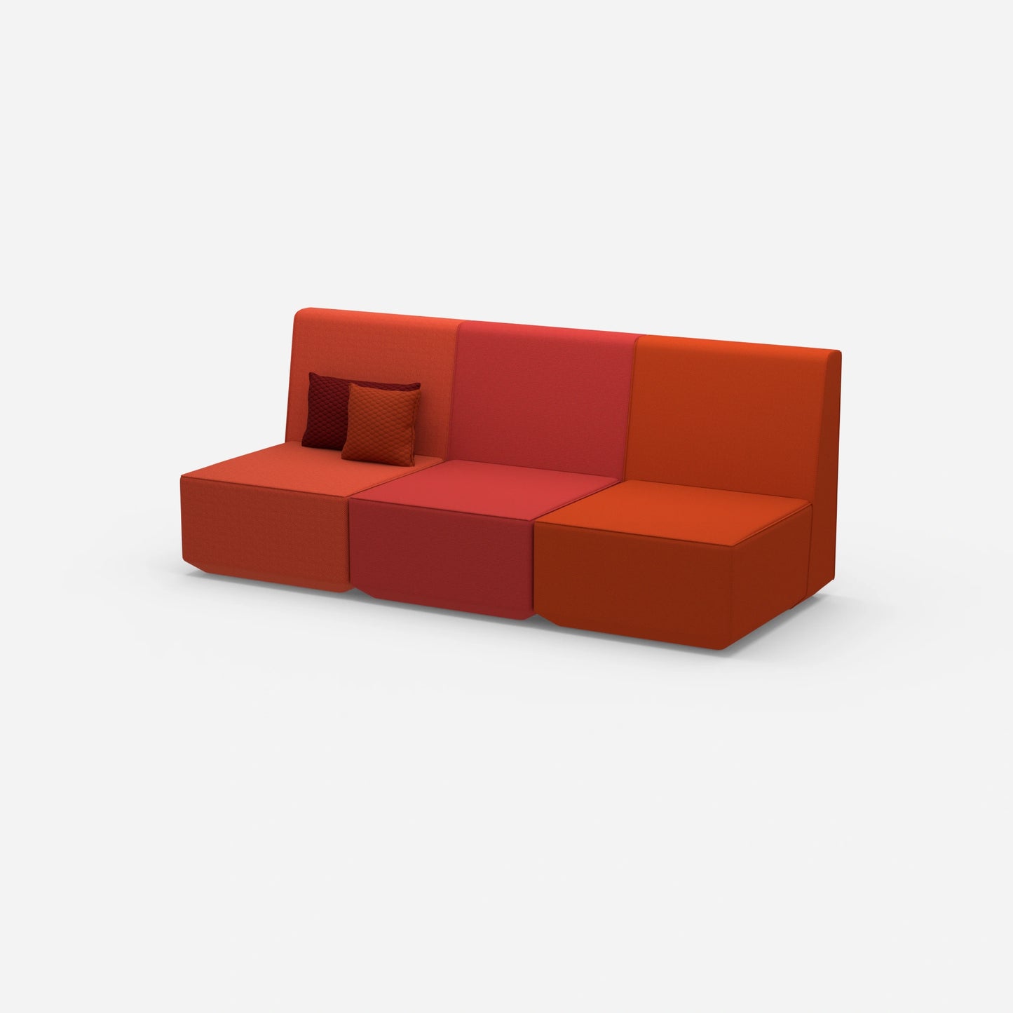 Canapé 3 places rouge vu de côté