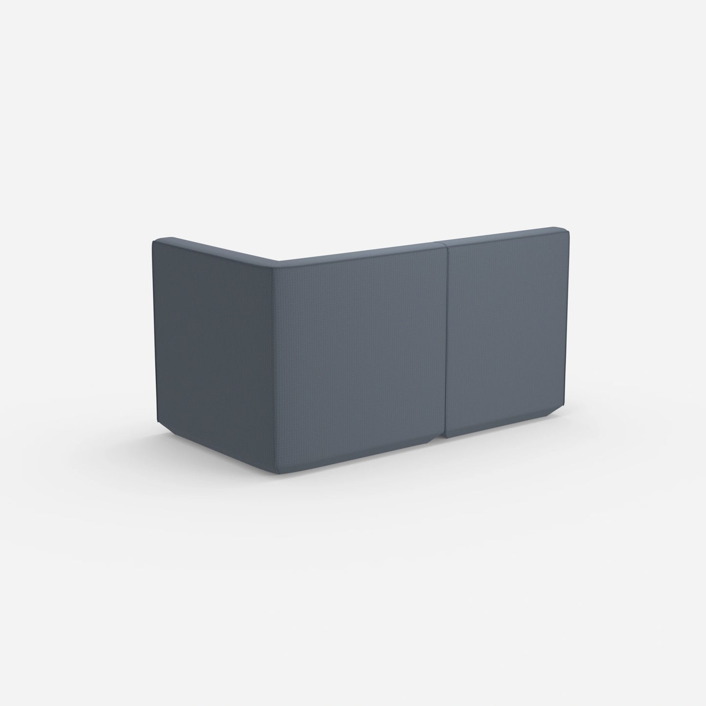 Canapé modulaire bleu avec dossier haut vu de l'arrière